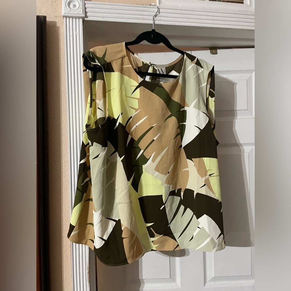 New Liz Claiborne sleeveless tropical leaf print size 2X 🍃🍂🍃F